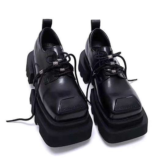 Thick-soled black heeled sole style basic design sneaker boots  HL3224
