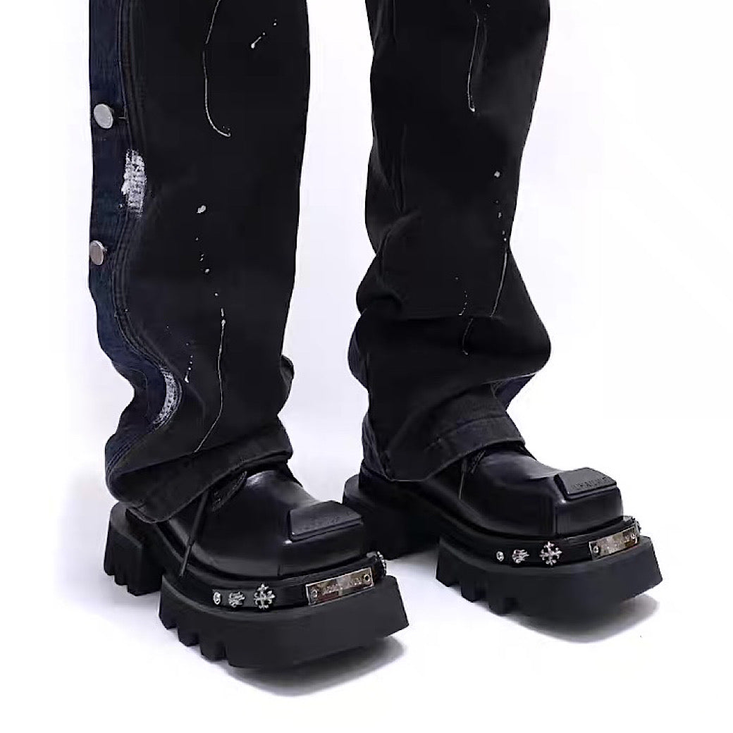 Silver point sole design platform upper style sneaker boots  HL3226