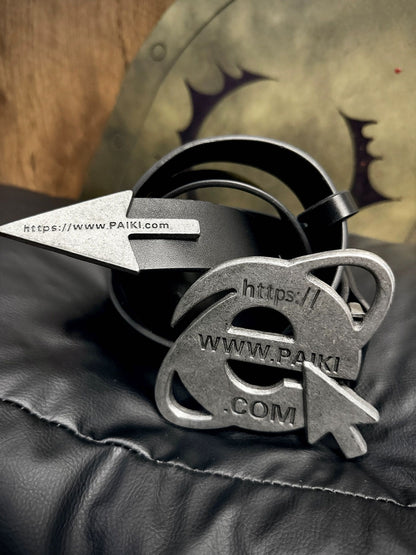 Retro Punk Industrial Distressed Gunmetal Leather Belt [ID:0566BE]