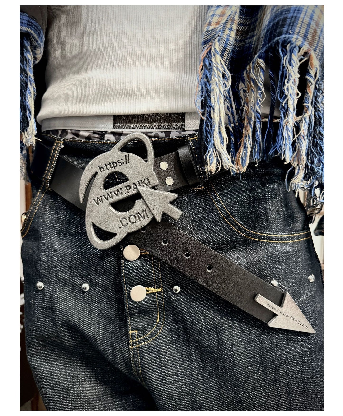 Retro Punk Industrial Distressed Gunmetal Leather Belt [ID:0566BE]