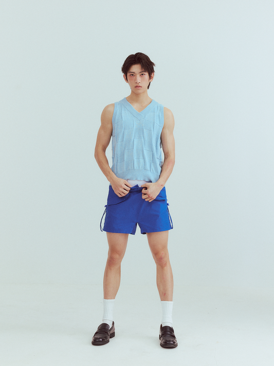 KADAKADA Checkerboard V-Neck Knitted Vest