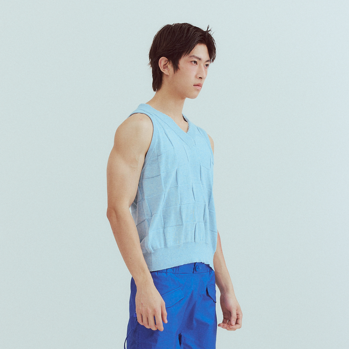 KADAKADA Checkerboard V-Neck Knitted Vest