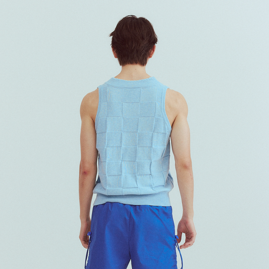 KADAKADA Checkerboard V-Neck Knitted Vest
