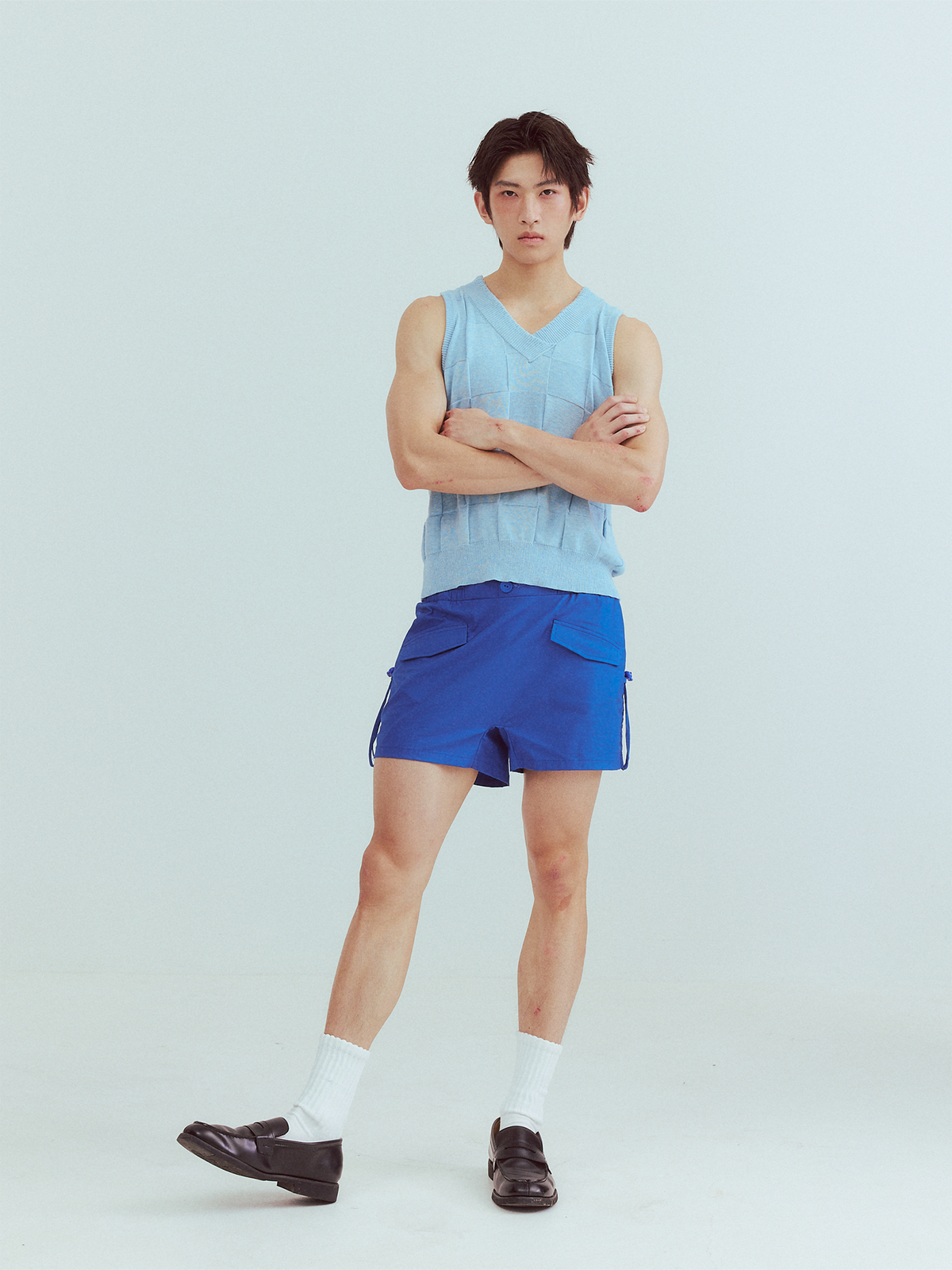 KADAKADA Checkerboard V-Neck Knitted Vest