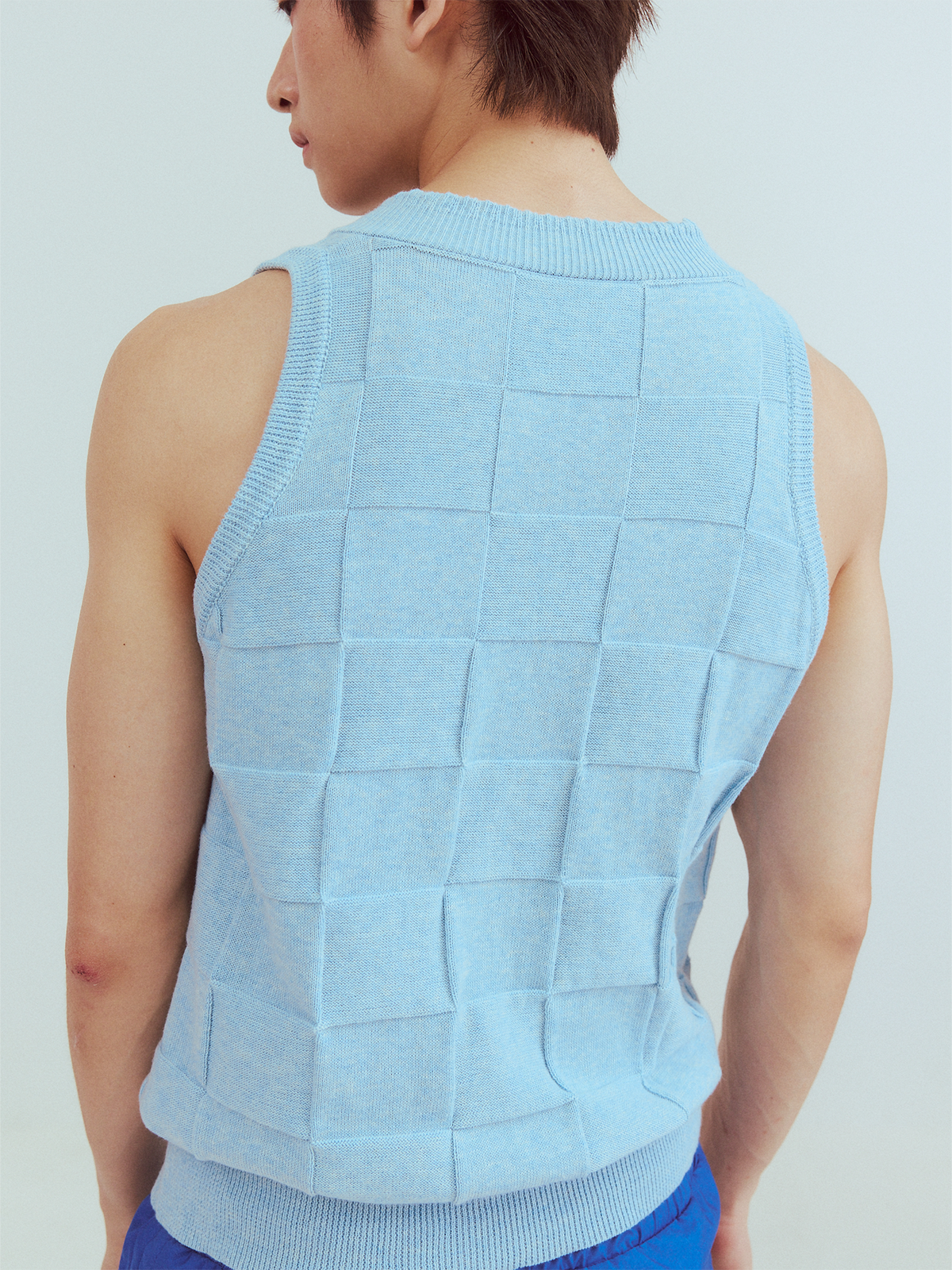 KADAKADA Checkerboard V-Neck Knitted Vest