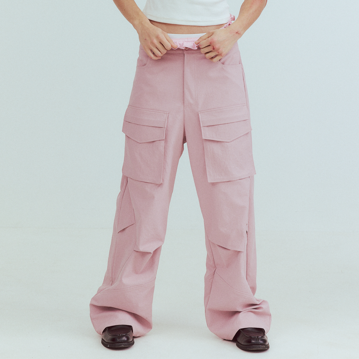 KADAKADA Paneled Wide-Leg Cargo Pants