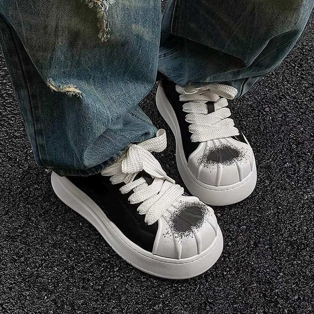 Basic monotone color platform sneakers
