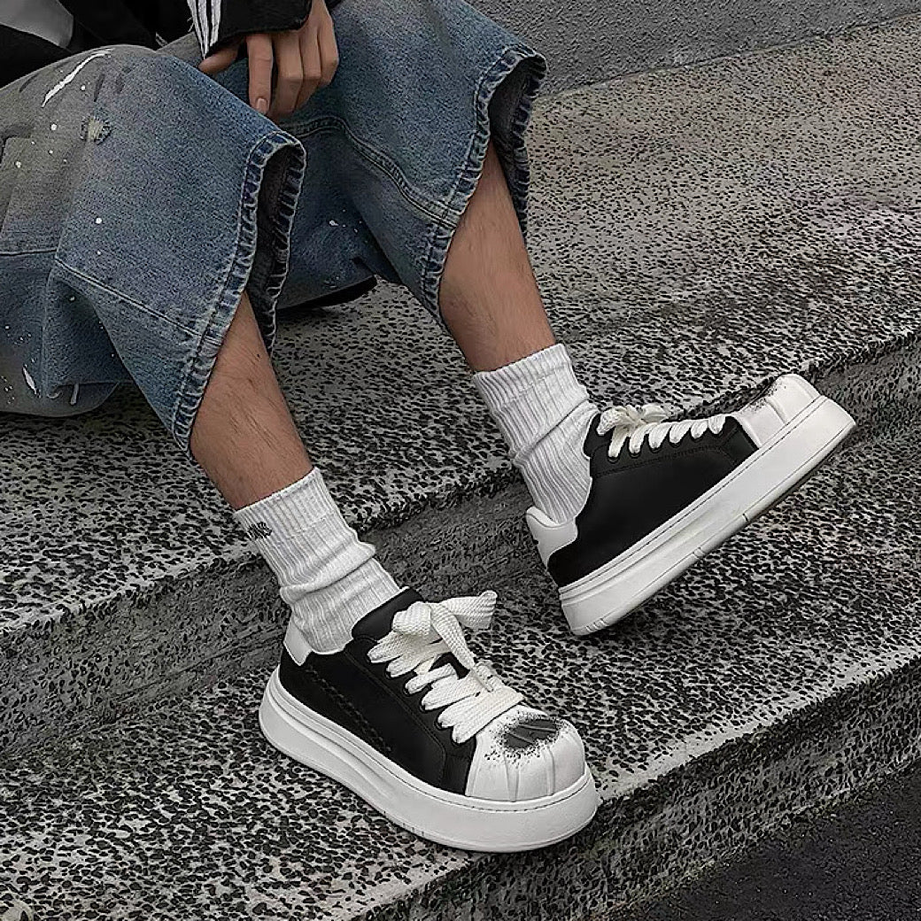 Basic monotone color platform sneakers