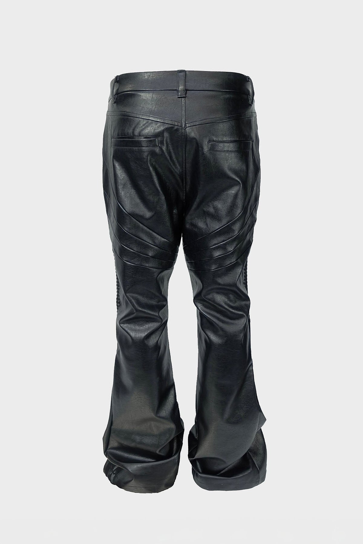 SSIN7 Paneled Faux Leather Flared Pants
