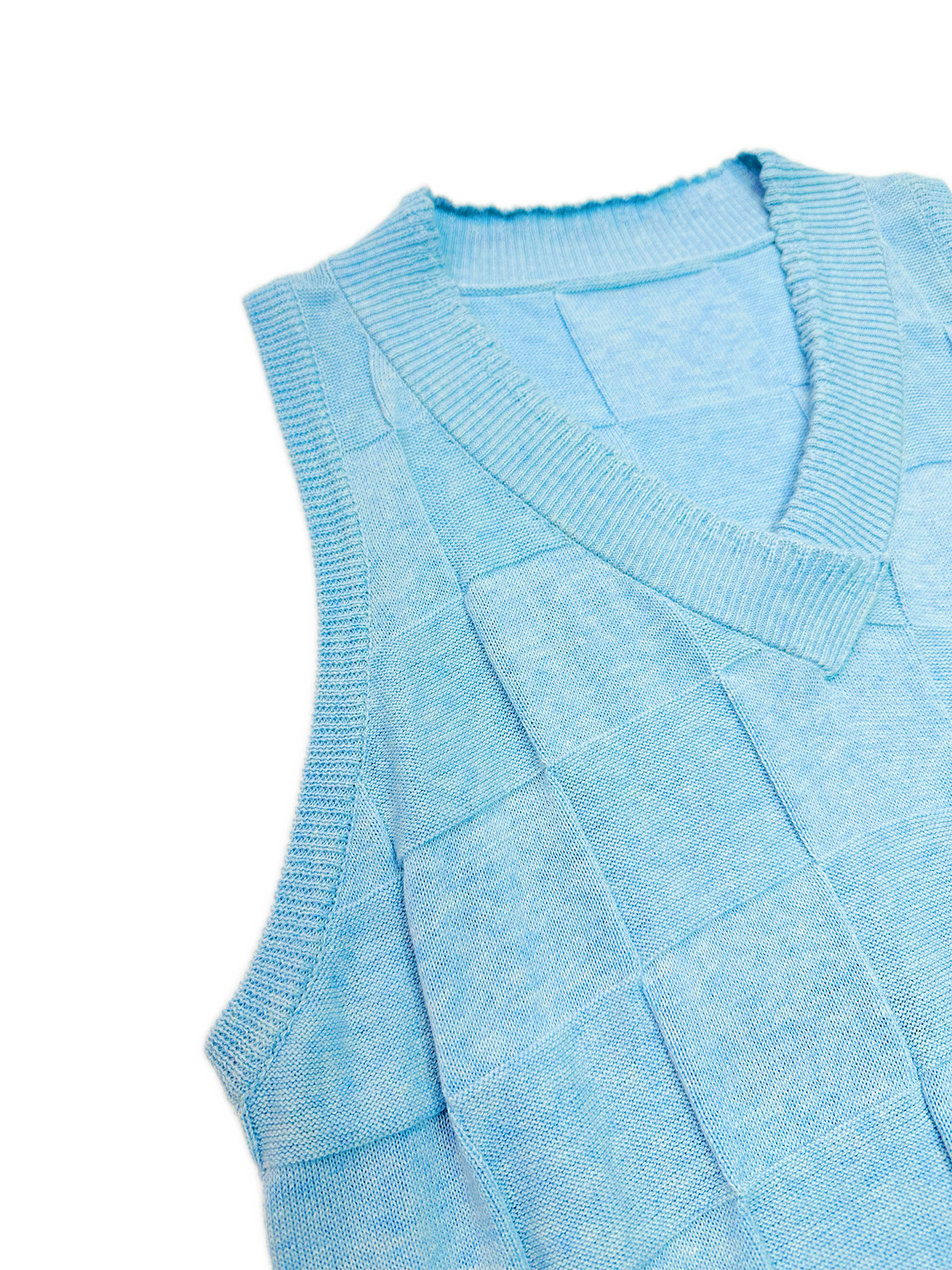KADAKADA Checkerboard V-Neck Knitted Vest