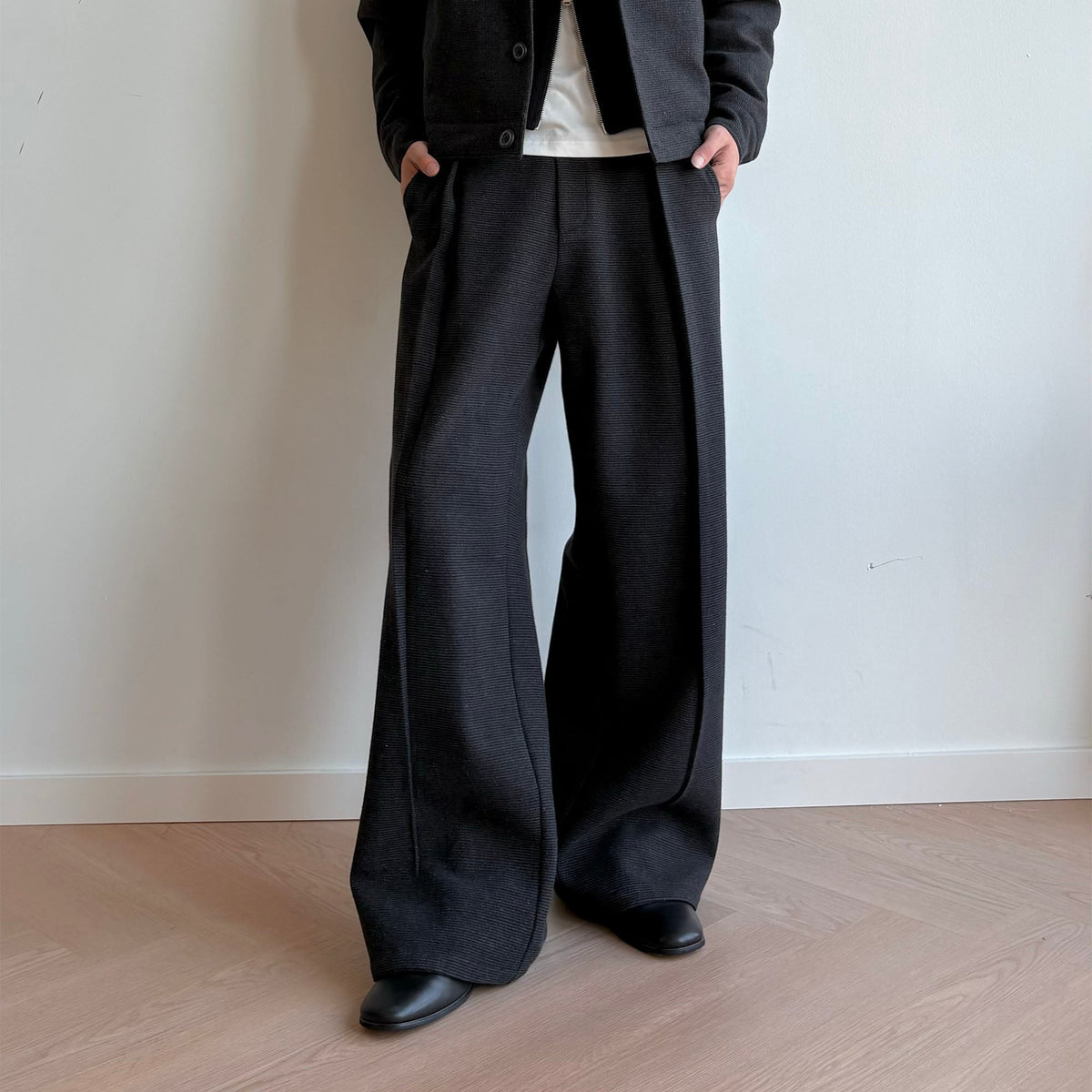 KREATE Mini Houndstooth Pleated Wide-Leg Trousers