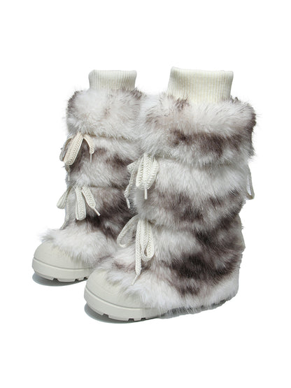 Black Plush-Lined Tall Platform Boots