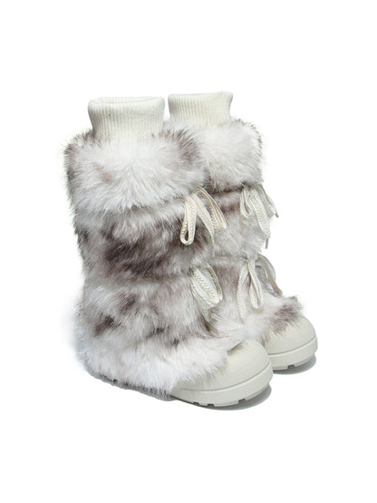 Black Plush-Lined Tall Platform Boots