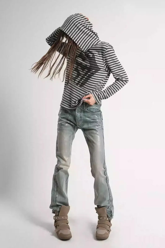Ice Blue Cracked Coating Jeans