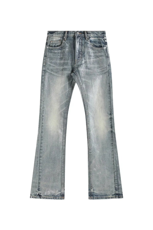 Ice Blue Cracked Coating Jeans
