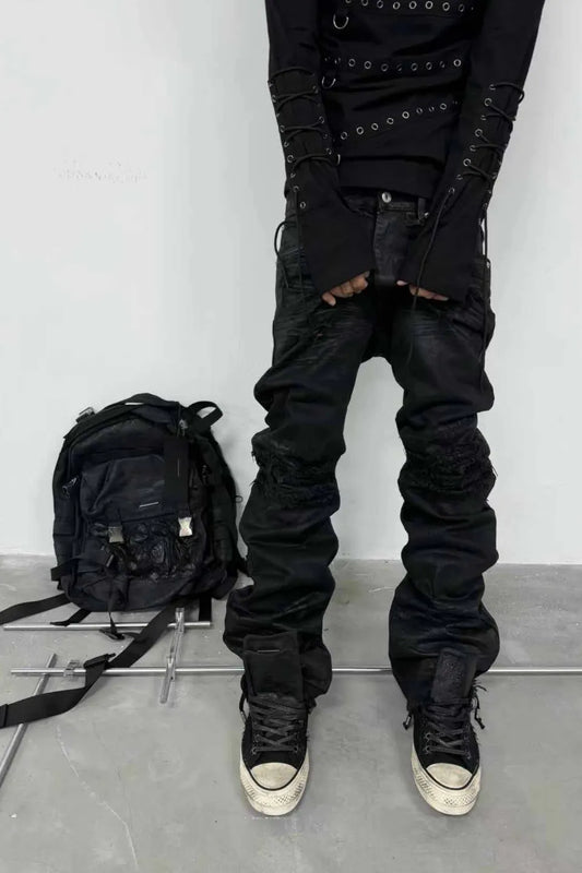 Liquid Coated Straight Leg Denim