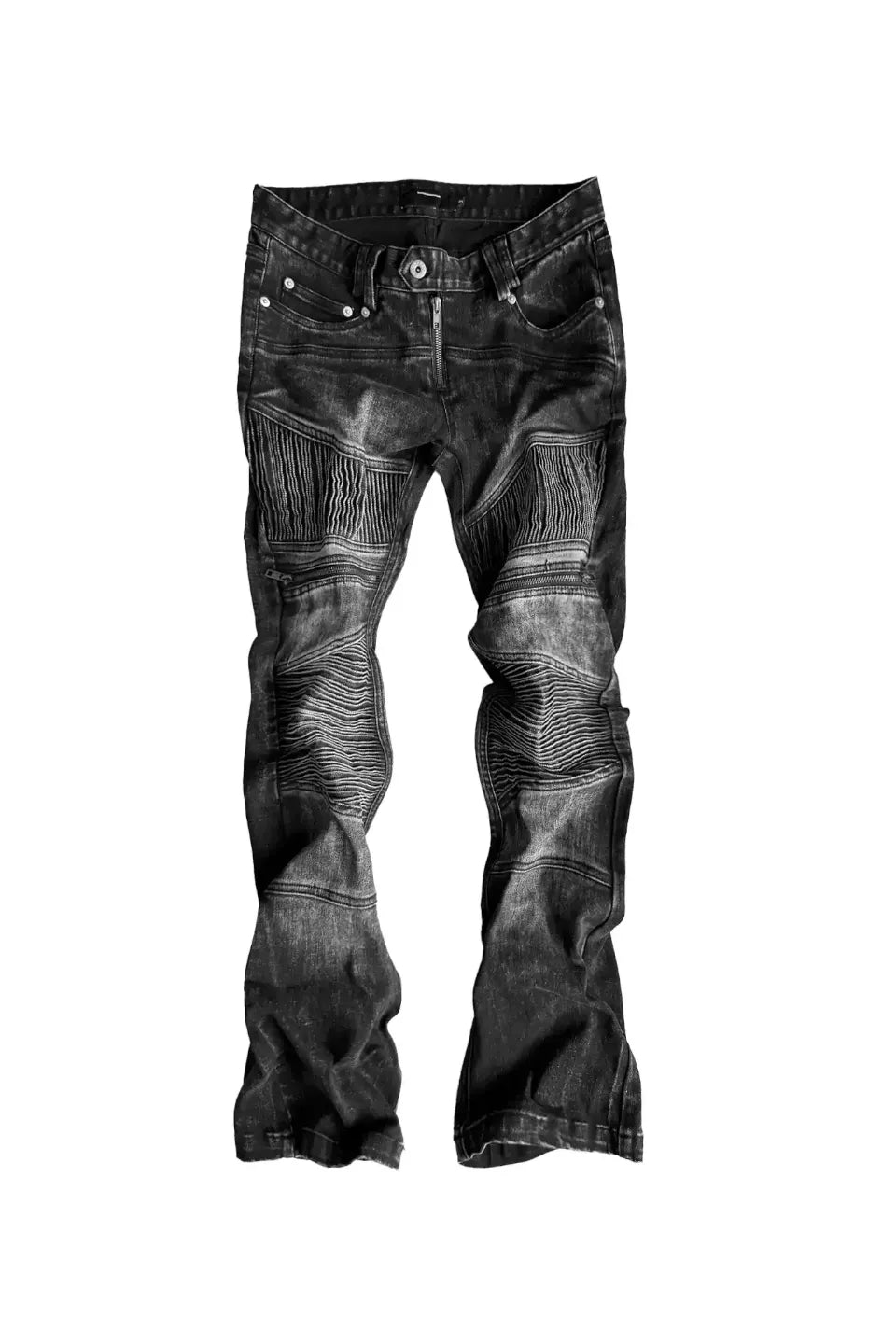 Low Rise Deconstructed Patchwork Crinkled Slim Jeans