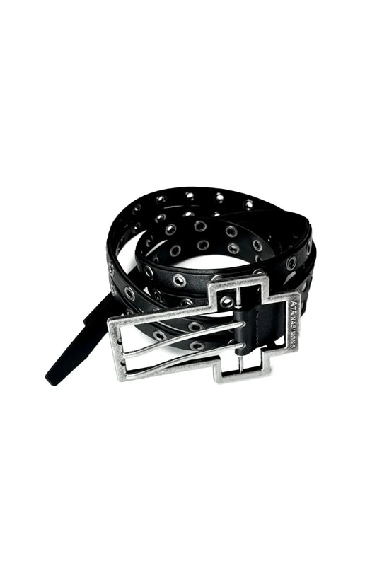 Metal Cross Split Leather Belt