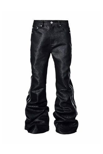 Metallic Silver Bolan Bootcut Double Zip Raw Denim
