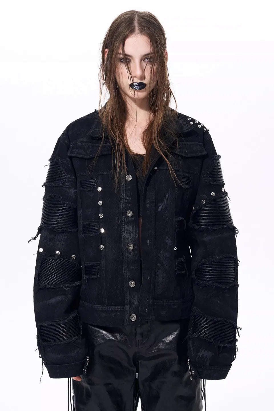 Metallic Studded Waxed Jacket