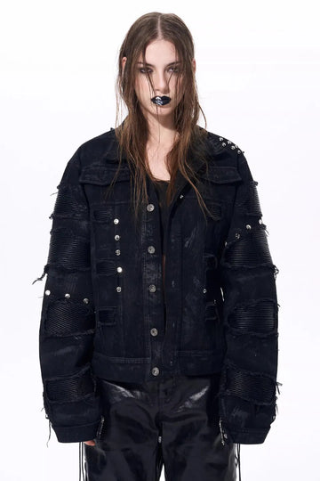 Metallic Studded Waxed Jacket