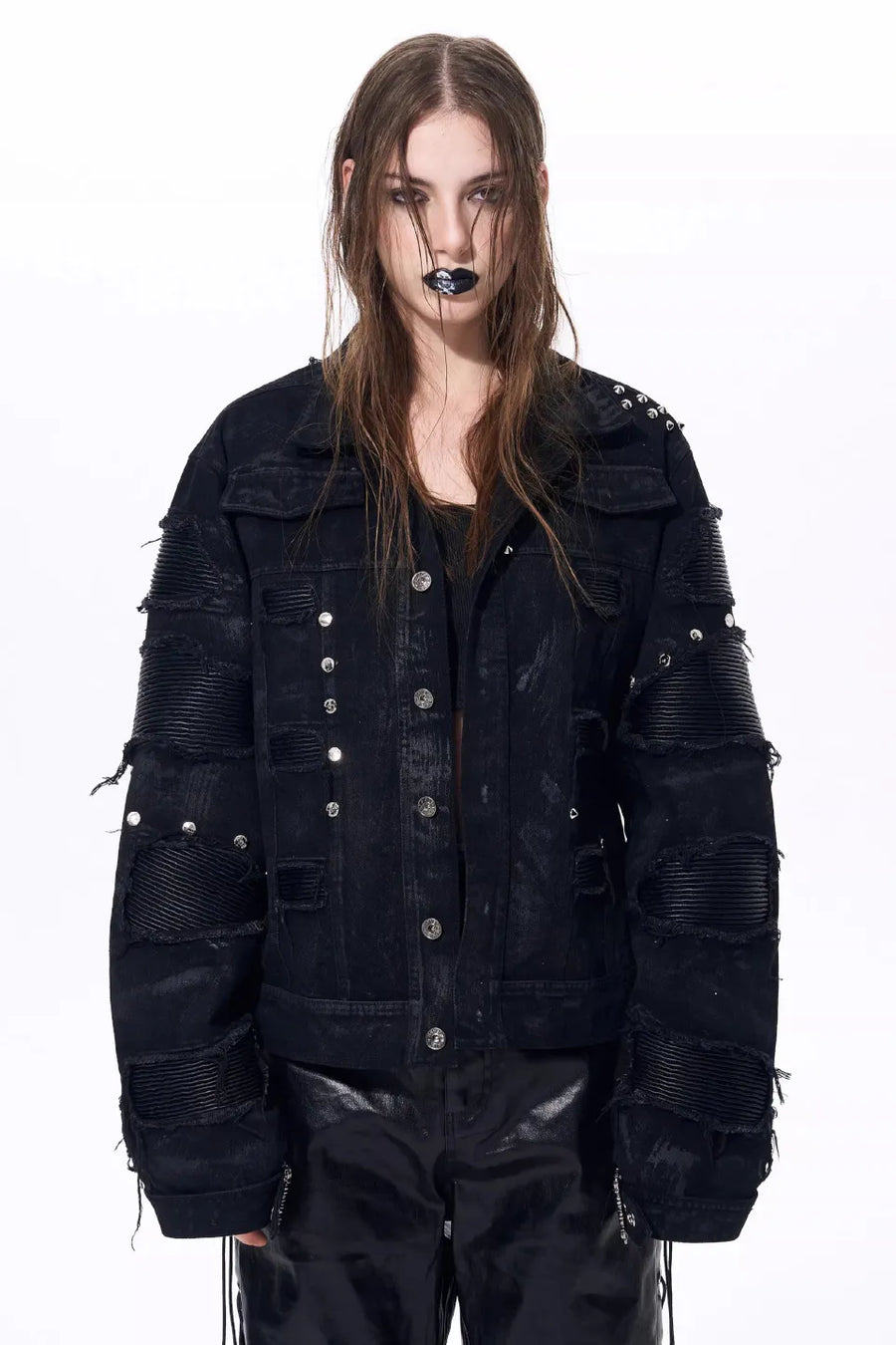 Metallic Studded Waxed Jacket