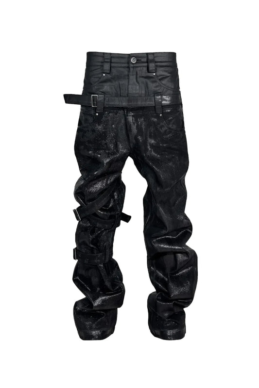 Metallic Dual Panel Layered Waist Jeans