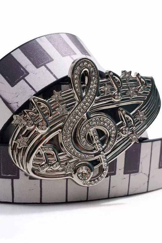 Music Note Studded Diamante Belt