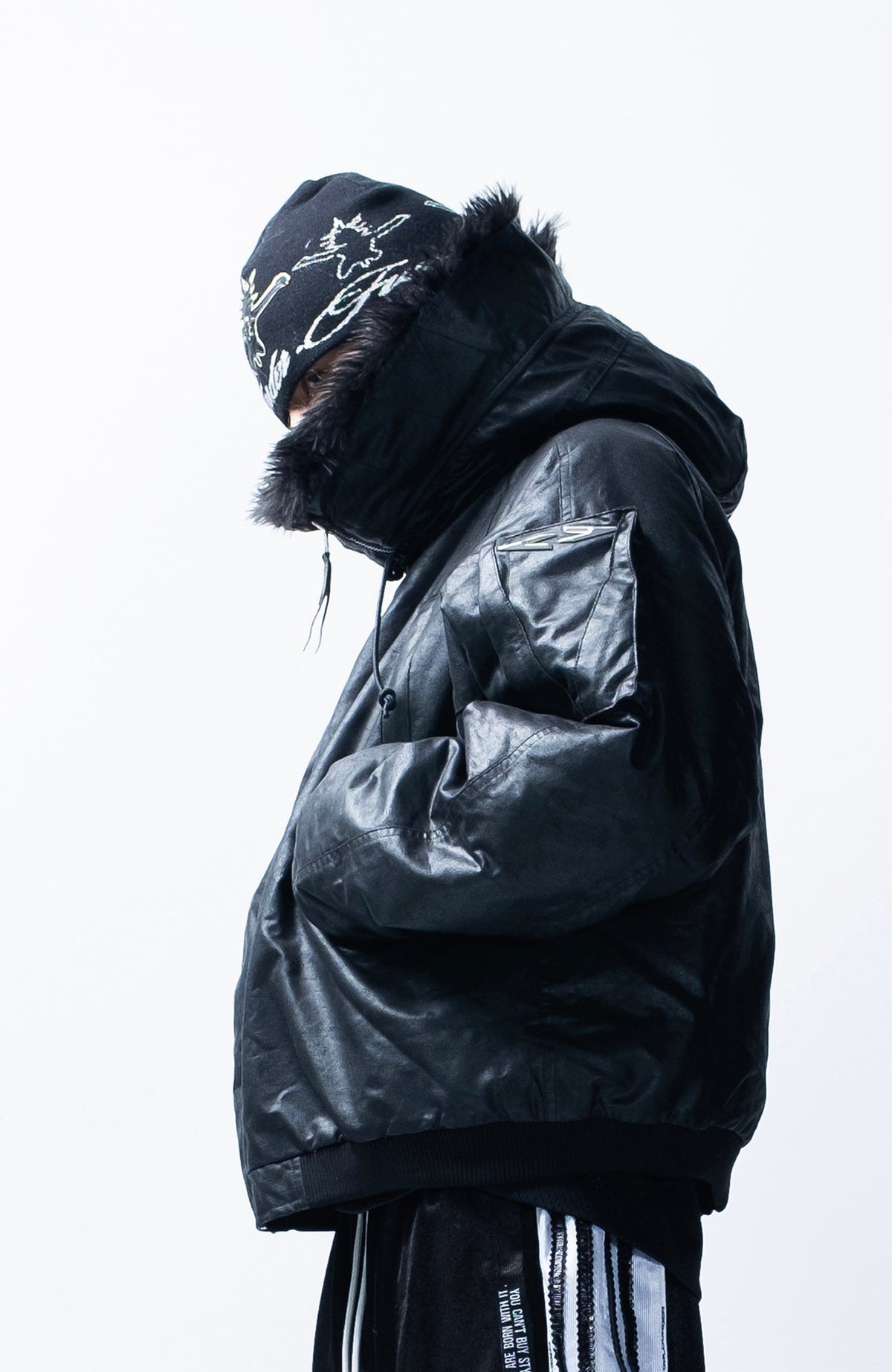 FVVO Faux Fur Liner Hooded Bomber Jacket