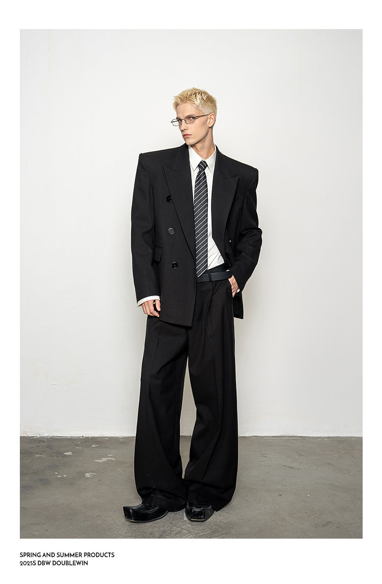 High-Quality Wool Blend Black Suit