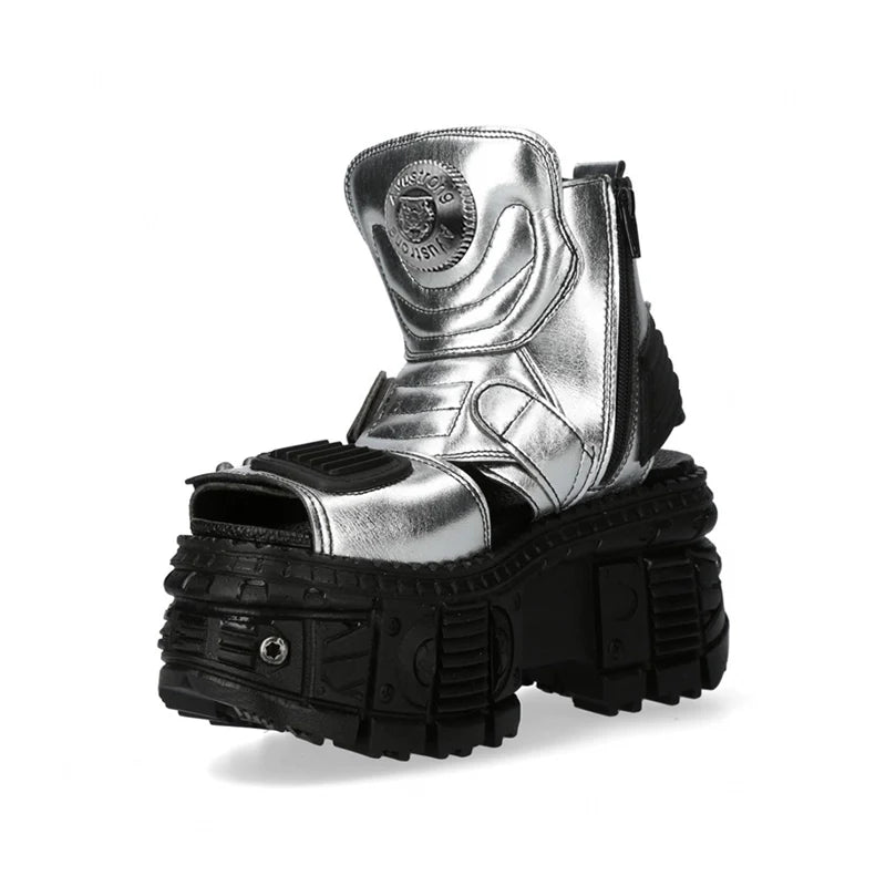 Chunky Sole Metallic Design Boots