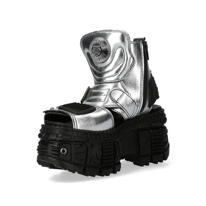 Chunky Sole Metallic Design Boots