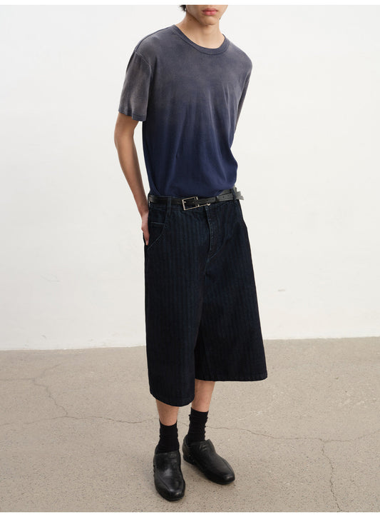 Herringbone-patterned corduroy cropped pants