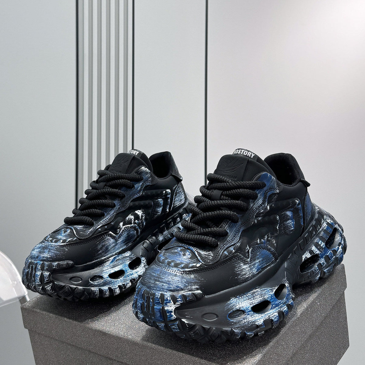 Paint Graffiti Print Chunky Sole Sneakers