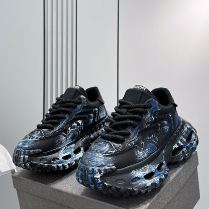 Paint Graffiti Print Chunky Sole Sneakers