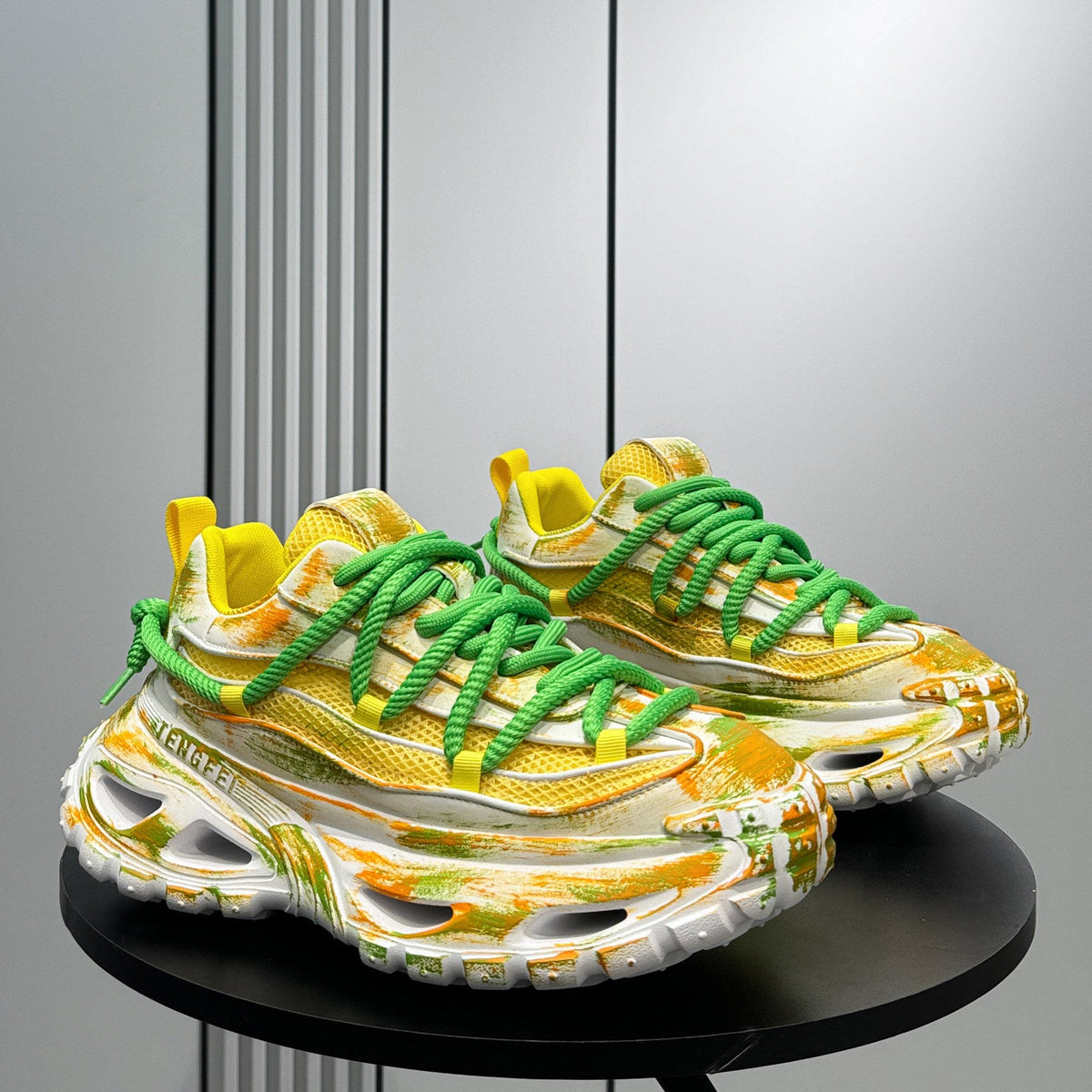 Paint Splash Mesh Chunky Sole Sneakers