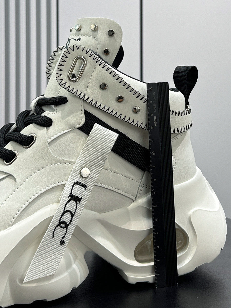 Studs Strap Buckle High-Top Chunky Sole Sneakers