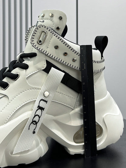 Studs Strap Buckle High-Top Chunky Sole Sneakers