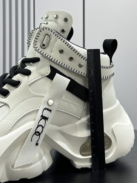 Studs Strap Buckle High-Top Chunky Sole Sneakers