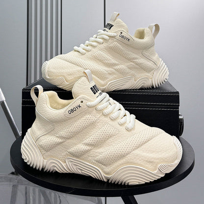 Platform Knit Chunky Lace-Up Sneakers