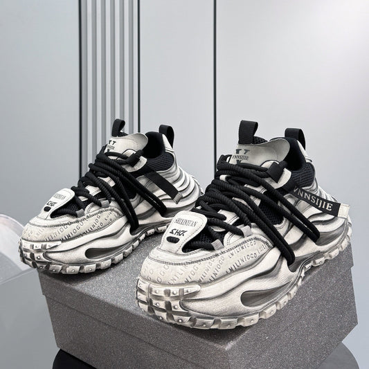 Embroidery Rope Lace Chunky Sole Sneakers