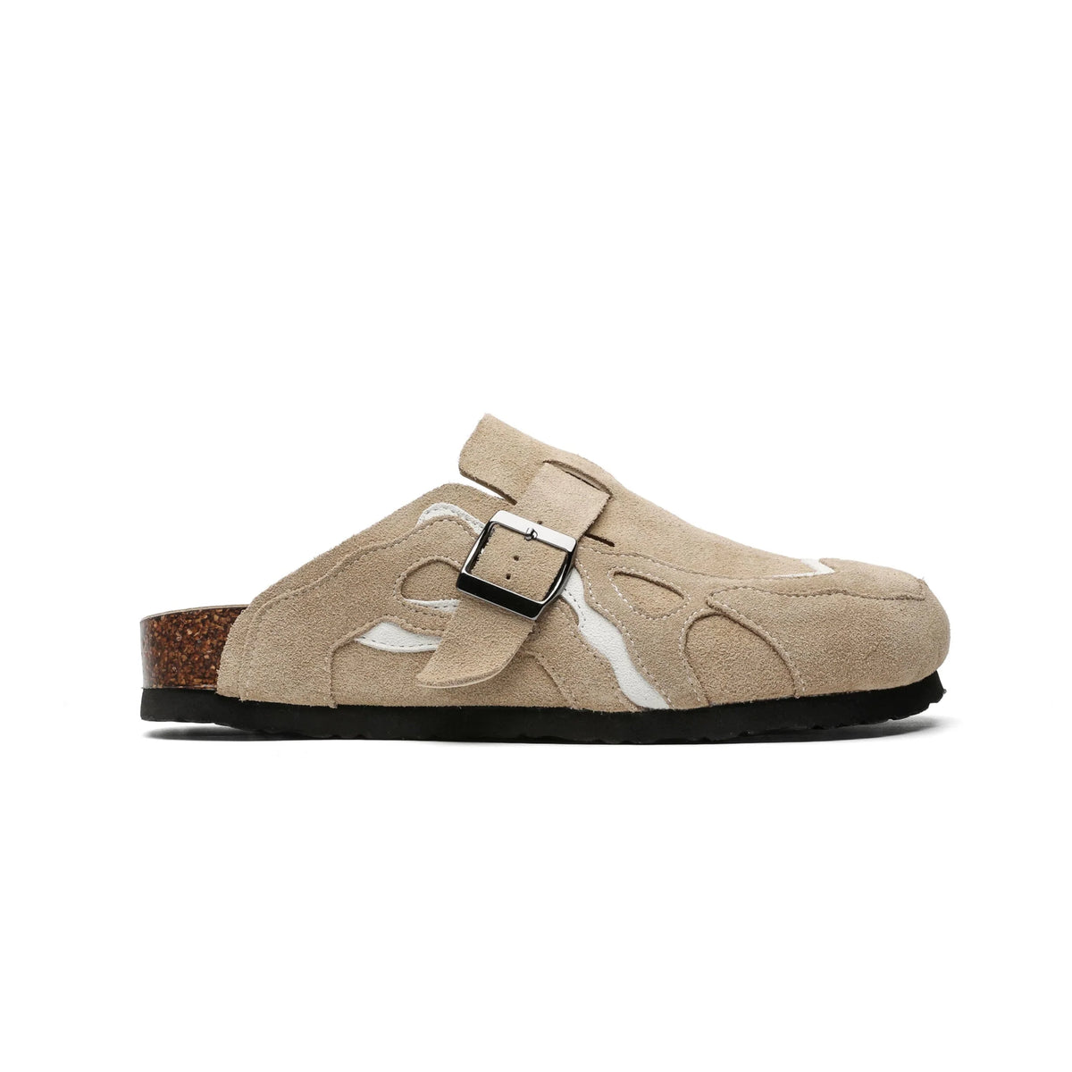 Suede Buckle Cork Footbed Clogs