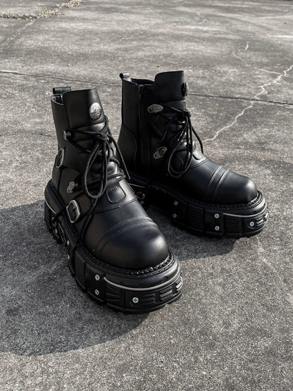 Thick Sole 6cm Height-Increase Mid-Calf Boots
