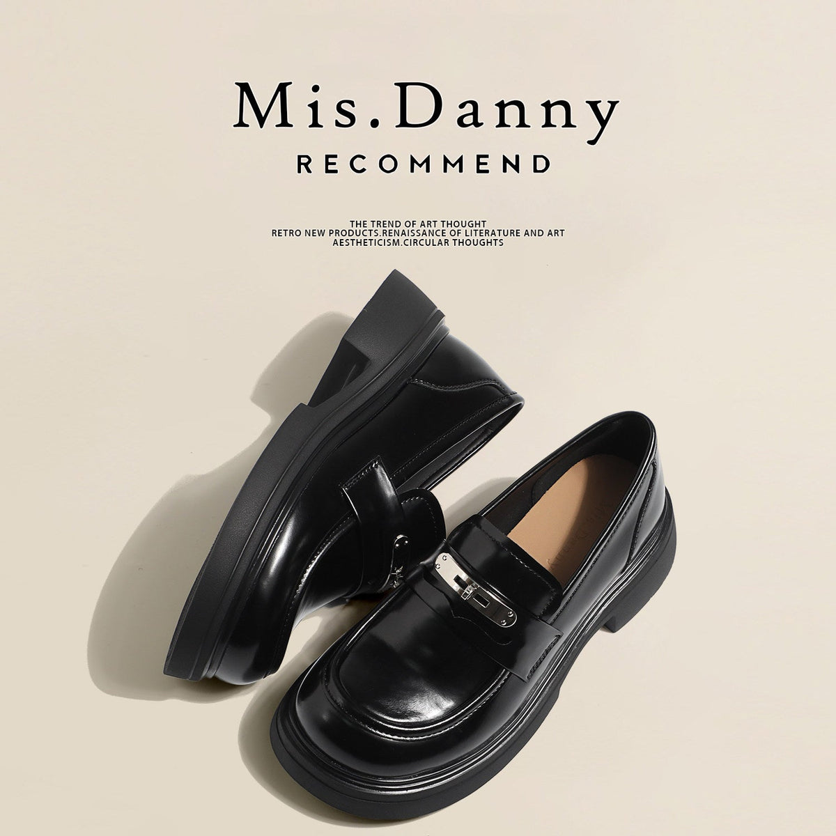 Metal Decoration Platform Thick Sole Loafers
