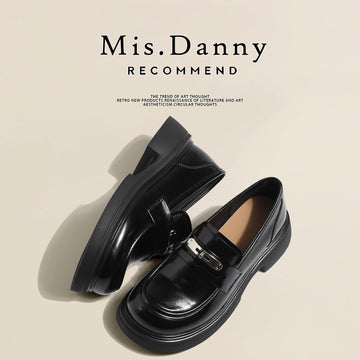 Metal Decoration Platform Thick Sole Loafers