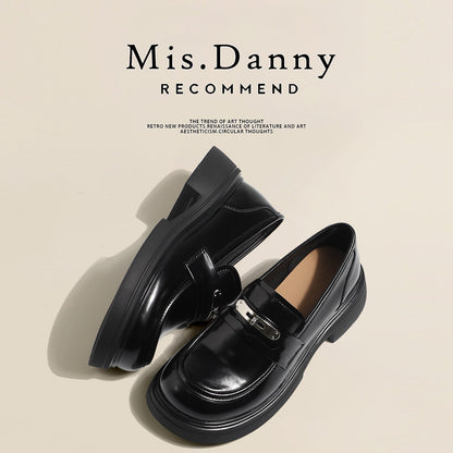 Metal Decoration Platform Thick Sole Loafers