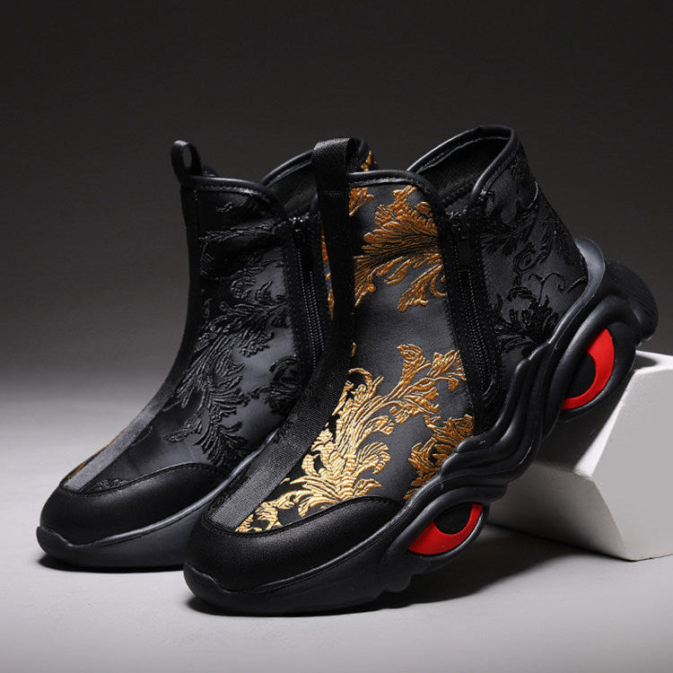 Cloud Embroidery High-Top Boots