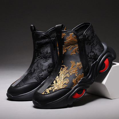 Cloud Embroidery High-Top Boots