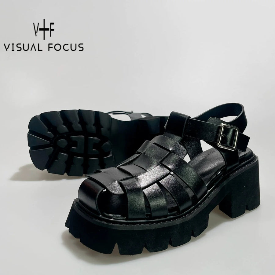 Square Toe Cutout Roman Sandals