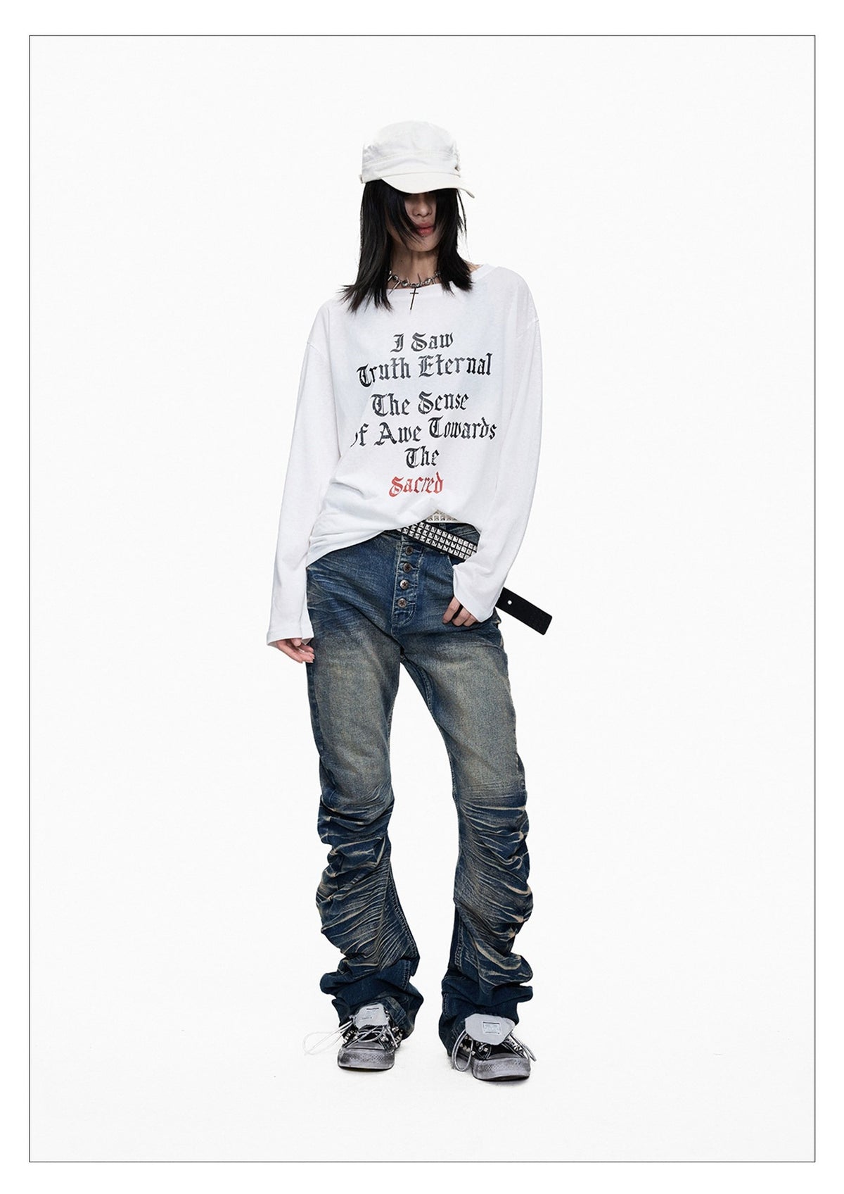 Blue Washed Whisker Cut Skinny Jeans